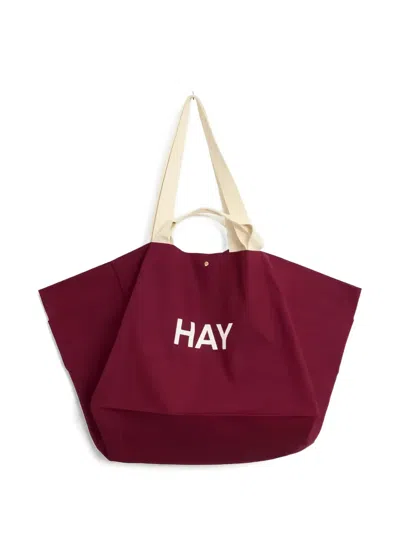 Hay Weekend Logo-print Canvas Tote Bag In Red