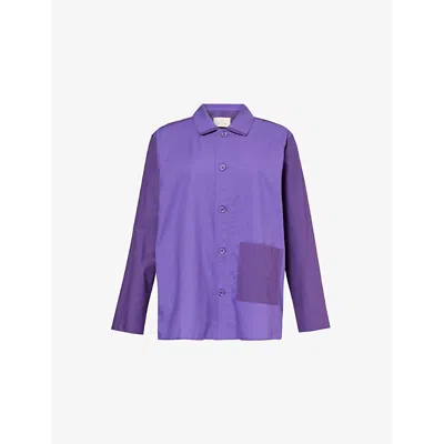 Hay Womens Vivid Purple Duo Relaxed-fit Long-sleeve Cotton Pyjama Shirt