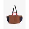 Hay Womens Brown Multi Small Weekend Colour-block Cotton-canvas Tote Bag