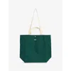 Hay Womens Dark Green Everyday Logo-print Cotton Tote Bag