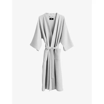 Hay Womens Grey Waffle-texture Cotton-blend Bathrobe In Gray