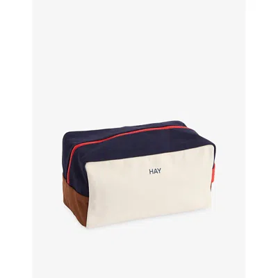 Hay Womens Cream Multi Branded Colour-block Cotton Wash Bag