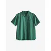 Hay Womens Emerald Green Outline Contrast-trim Organic-cotton Pyjama Shirt In Emerald Green