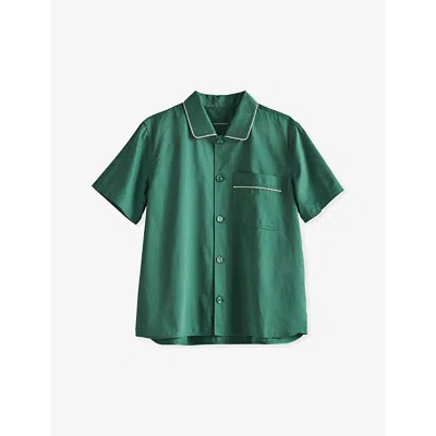 HAY WOMENS EMERALD GREEN OUTLINE CONTRAST-TRIM COTTON PYJAMA SHIRT XS