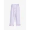 Hay Womens  Outline Contrast-piping Cotton Pyjama Trousers In Lavender