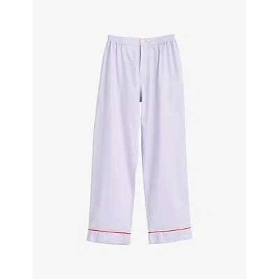 Hay Womens  Outline Contrast-piping Cotton Pyjama Trousers In Lavender