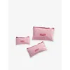 Hay Womens Light Pink Candy Mono Plastic Wash Bag Set Of Three
