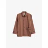 Hay Womens  Outline Contrast-piping Cotton Pyjama Shirt In Milk Chocolate