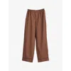 Hay Womens  Outline Contrast-piping Cotton Pyjama Trousers In Milk Chocolate
