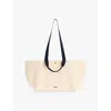 Hay Womens  Brand-embroidery Organic-cotton Weekend Bag In Natural