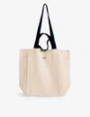 Hay Womens Natural Everyday Logo Text-print Organic-cotton Tote Bag In Blue
