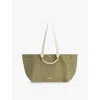 Hay Womens Brand-embroidery Organic-cotton Weekend Bag Olive