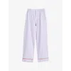 Hay Womens Lavender Outline Contrast-piping Cotton Pyjama Trousers In White