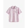 Hay Womens Soft Pink Outline Contrast-trim Organic-cotton Pyjama Shirt In Soft Pink