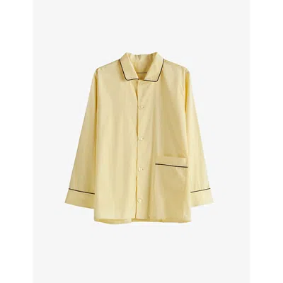 Hay Womens Soft Yellow Outline Contrast-trim Organic-cotton Pyjama Shirt