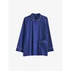 Hay Womens Vivid Blue Outline Contrast-trim Organic-cotton Pyjama Shirt