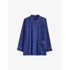Hay Womens Vivid Blue Outline Contrast-trim Organic-cotton Pyjama Shirt