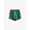 Hay Womens Emerald Green Outline Contrast-trim Organic-cotton Pyjama Shorts
