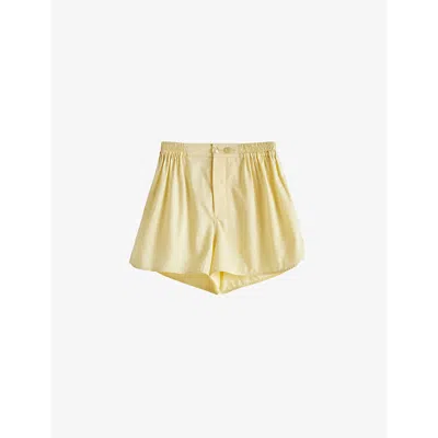 HAY WOMENS SOFT YELLOW OUTLINE CONTRAST-TRIM COTTON PYJAMA SHORTS