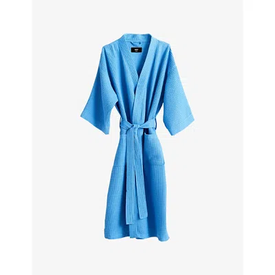 Hay Womens Sky Blue Waffle-texture Cotton-blend Bathrobe