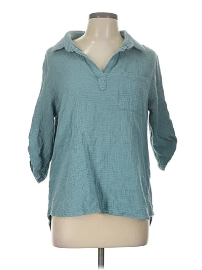 Pre-owned Hayden 3/4 Sleeve Button Down Shirt In Teal