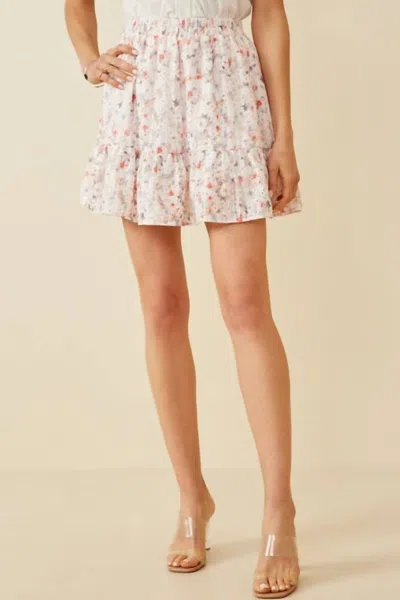 Hayden Girls Eyelet Embroidered Floral Elastic Waist Mini Skirt In Pink