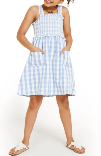 Hayden Girls Kids' Checker Print Smocked Dress In Blue