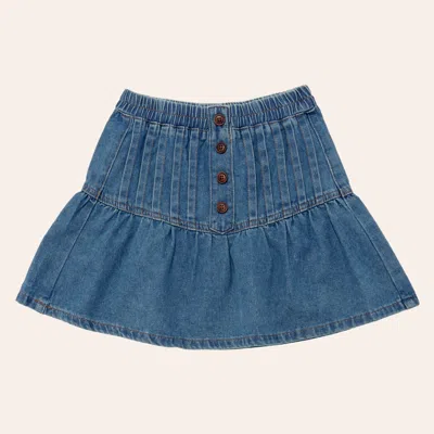 Hayden Girls' Light Wash Button Detail Pleated Denim Skort In Medium Blue