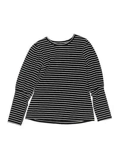 Pre-owned Hayden Girls Kids' Long Sleeve Top Black Stripes Pattern Crew Neck Tops