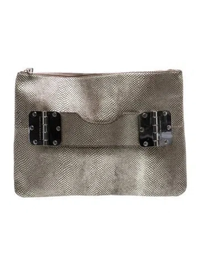 Pre-owned Hayden Harnett Leather Clutch In Gray