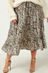 Hayden La Botanical Print Elastic Waist Tiered Skirt - Plus In Black/cream