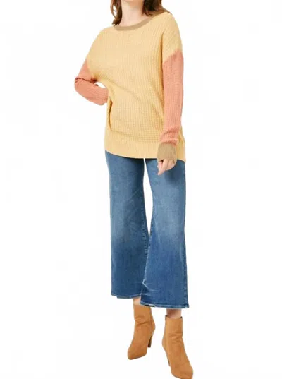 Hayden La Color Block Waffle Knit Sweater In Flax/sunset In Multi