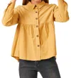 Hayden La Corduroy Button Up Peplum Shirt In Mustard In Yellow