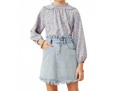 Hayden La Kids' Country Girl Jean Skirt In Light Wash In Gray
