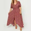 Hayden La Curvy Floral Ruched Waist Maxi Dress In Red