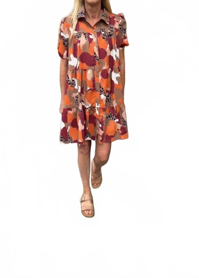 Hayden La Daniela Button Up Shirt Dress In Brown Mix