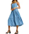 Hayden La Denim Tier Button-down Midi Dress In Blue In Blue