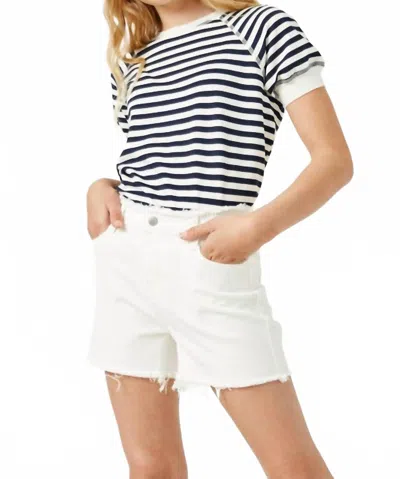Hayden La Kids' Distressed Frayed Detail Short In White Denim In Multi