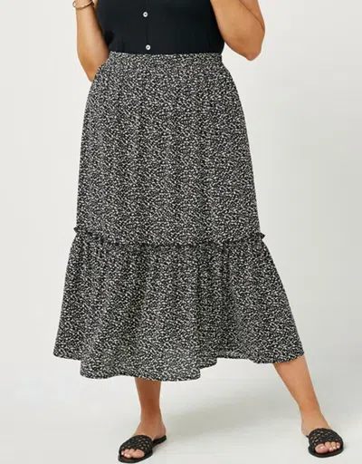 Hayden La Dotted Tiered Midi Skirt - Plus In Black In Gray