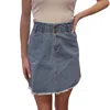 Hayden La Elastic High Waist Denim Skirt In Light In Beige