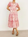 Hayden La Embroidered Midi Dress In White/red