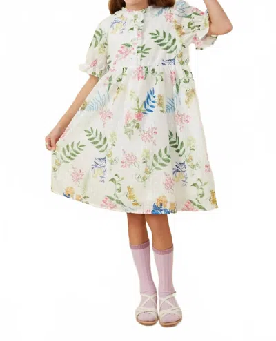 Hayden La Kids' Embroidered Textured Botanical Buttoned Dress In Multi Color