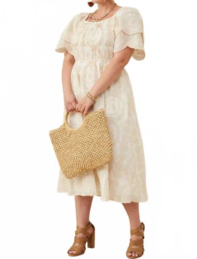 Hayden La Eyes On Lace Smocked Midi Dress - Plus In Beige In Neutral