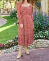 Hayden La First Kiss Long Sleeve Maxi Dress In Rust In Multi