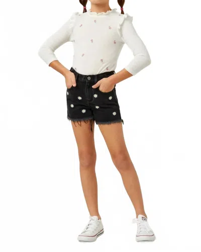 Hayden La Kids' Floral Embroidered Shorts In Black