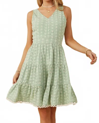 Hayden La Floral Eyelet Lace Trim Dress In Sage In Green
