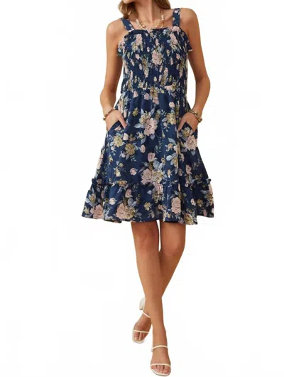 Hayden La Floral Smocked Bodice Tank Dress In Navy In Multi