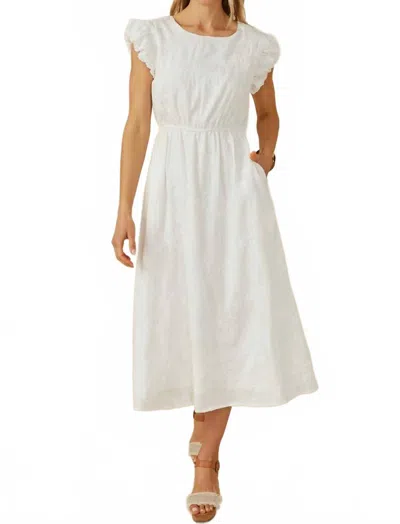 Hayden La Floral Smocked Bubble Sleeve Midi Dress In White