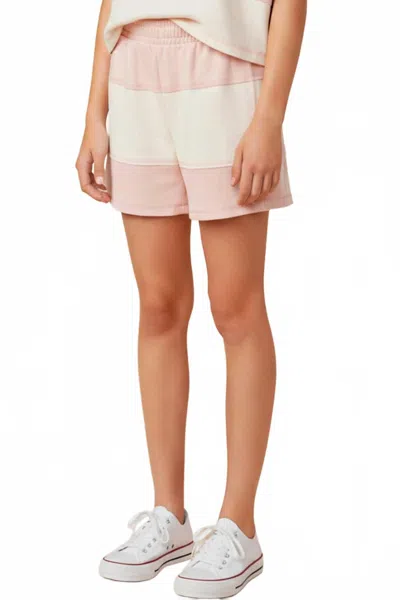 Hayden La Kids' Girl's Color Block Shorts In Pink & Cream In White