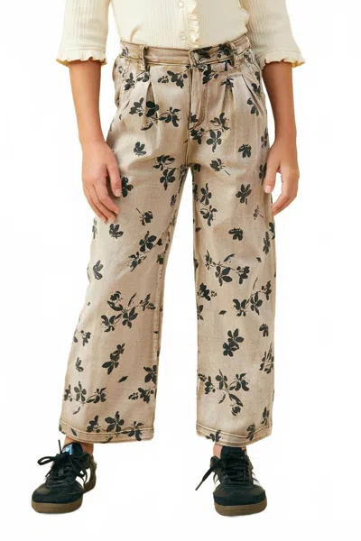 Hayden La Kids' Girls Floral Printed Wide Leg Pants In Brown In Neutral